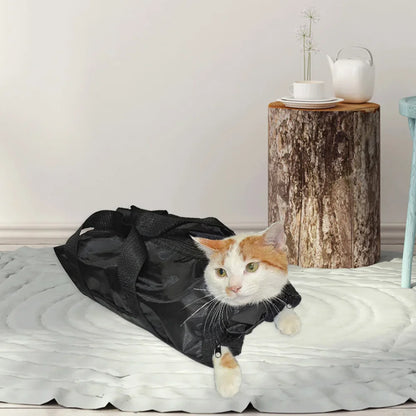 Mesh Cat Grooming & Bathing Bag – Adjustable Oxford Cloth Pet Restraint for Nail Trimming, Anti-Scratch & Bite