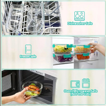 30-Piece Glass Food Storage Container Set — Airtight Meal Prep Containers with Upgraded Snap-Lock Lids, Oven Safe