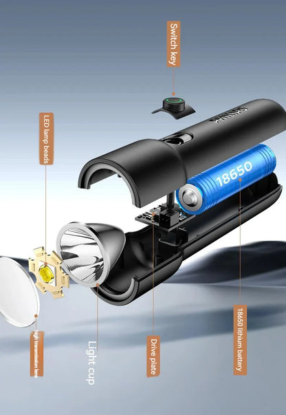 Philips 2025 New EDC Portable Rechargeable LED Flashlight – Self Defense, Camping & Hiking Tool