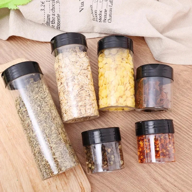 1/12x Plastic Spice Jars with Shaker Lids – Transparent Safety Bottles for Kitchen Storage