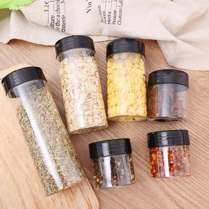 1/12x Plastic Spice Jars with Shaker Lids – Transparent Safety Bottles for Kitchen Storage