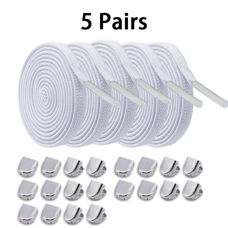 No-Tie Elastic Shoelaces – One Size Fits All Sneakers for Adults & Kids, Flat Tieless Shoestrings