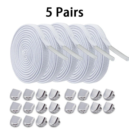 No-Tie Elastic Shoelaces – One Size Fits All Sneakers for Adults & Kids, Flat Tieless Shoestrings