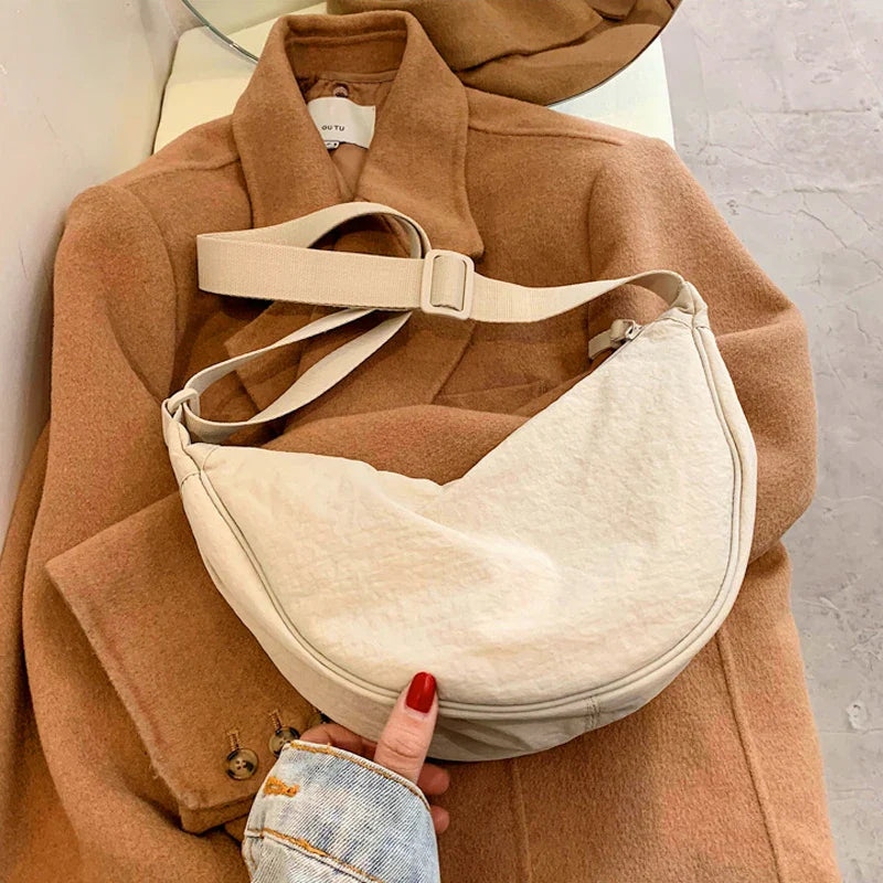 Nylon Hobo Chest Shoulder Bag – Large Capacity Half Moon Crossbody Messenger for Women, Travel & Everyday Use