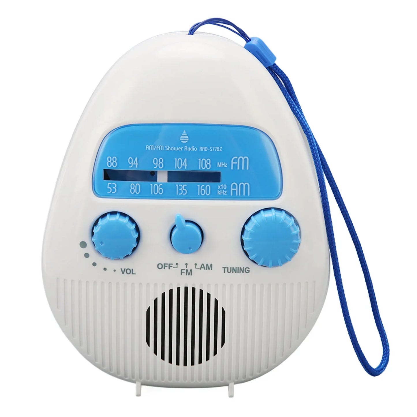 Waterproof AM/FM Shower Radio – Portable Bathroom Radio with Built-In Speaker and Battery Operation
