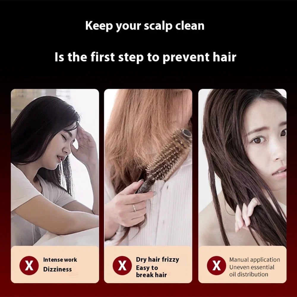 Electric Vibration Massage Comb – Red Light Therapy Scalp Brush with Hair Growth Massage & Anti Hair Loss Oil Applicator
