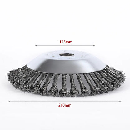 10-Inch Twist Knot Steel Wire Wheel Brush – Weed Cutter Head for Grass Trimmer, Lawn Mower Derusting & Weeding Disc