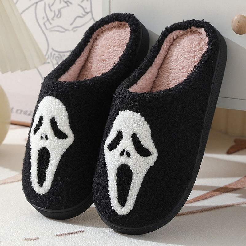Skull Cartoon Winter Slippers – Warm Cotton Indoor Slippers for Men & Women, Cozy Couple Home Shoes