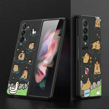 Cute Capybara Case for Samsung Galaxy Z Fold 6/5/4/3 5G – Funny Bumper Shockproof Cover