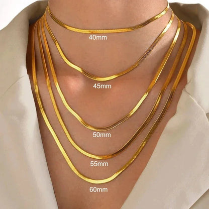 925 Sterling Silver & Gold Snake Chain Necklace – Herringbone Choker for Women & Men, 2024 Trendy Jewelry Gift