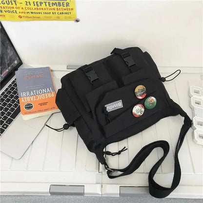 Harajuku Nylon Crossbody Bag – Unisex Messenger Shoulder Bag for Men & Women, School Book Canvas Handbag Youth Travel Sac Bolsa