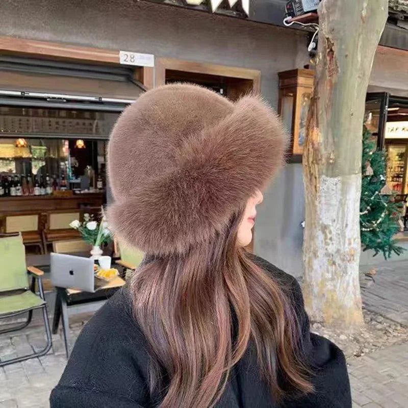 Mongolian Hat for Women – Cotton, Warm, Eye-Catching, Versatile Ear Protection, Water-Resistant Plush Basin Hat