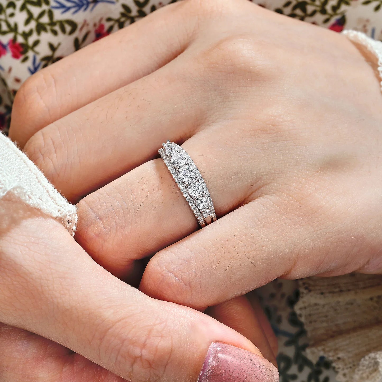 Newshe 925 Sterling Silver Eternity Ring — 1.1ct Round AAAAA CZ Wedding Band for Women, Sizes 4–13