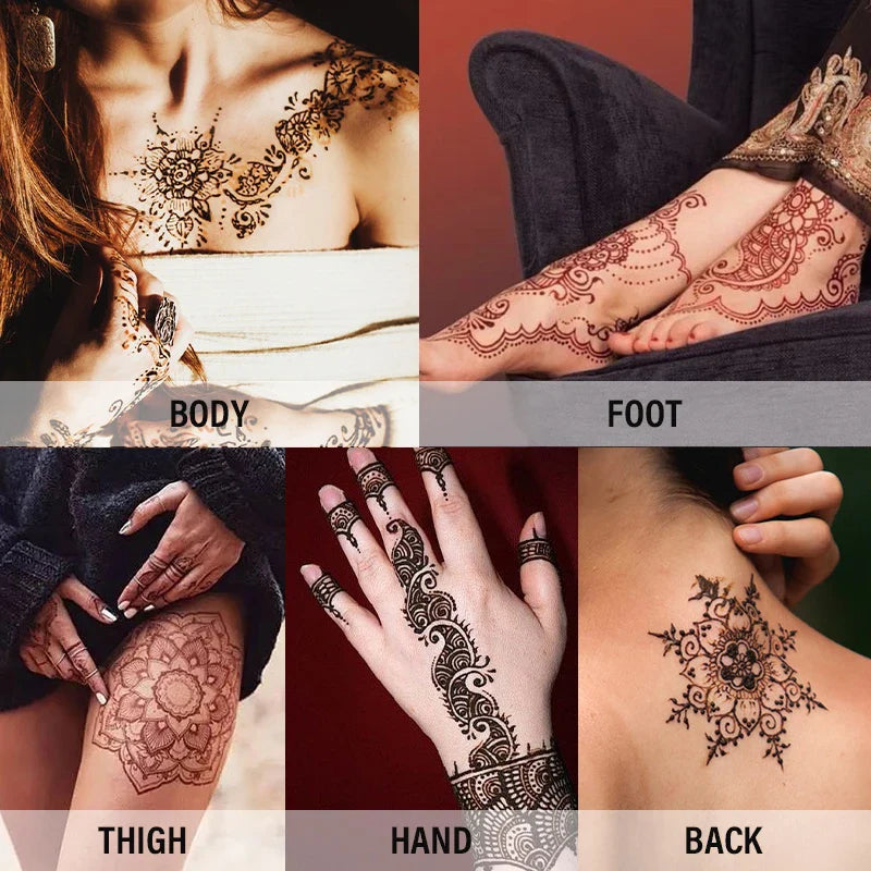 Henna Temporary Tattoo Cone – Non-Toxic Waterproof Body Art Paste for Skin Decoration, Festival & Creative Body Painting