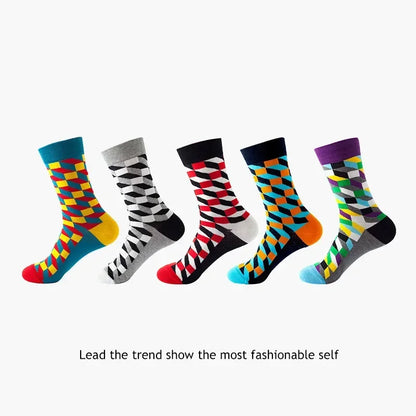 Men's Cotton Dress Socks 5-Pair Pack - Funny Casual Novelty Crew Socks Gift Set