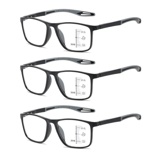 Multifocal Progressive Reading Glasses – TR90 Frame, Anti-Blue Light Sports Eyeglasses for Men & Women, Ultralight Bifocal for Presbyopia