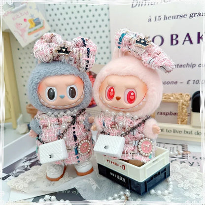 17cm Labubu Doll Accessories - Luxury Sweet Woolen Suit, Crossbody Bag & Princess Shoes Set
