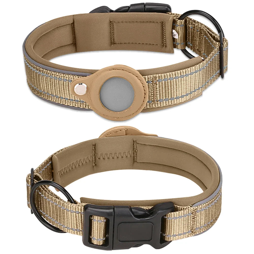Reflective Padded AirTag Dog Collar – Integrated AirTag Holder for Small, Medium & Large Dogs