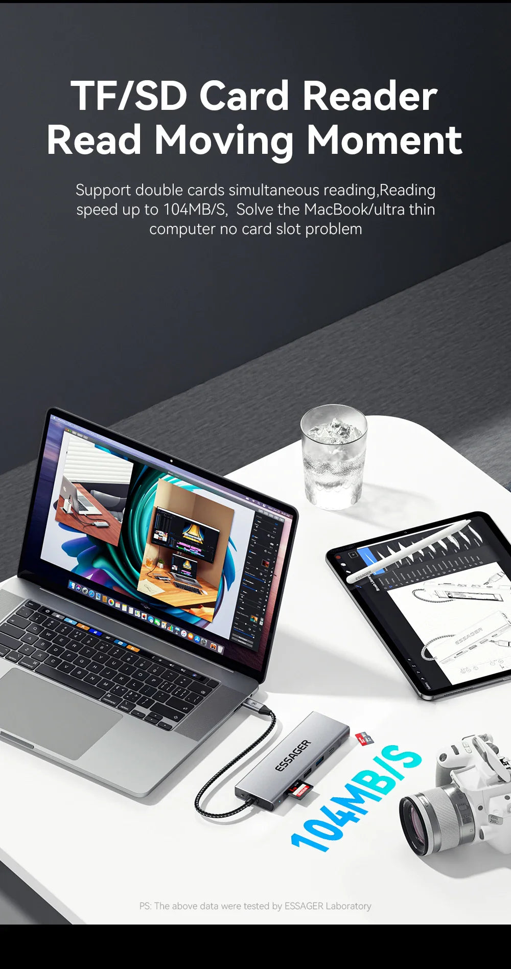 ESSAGER 8-in-1 USB-C Hub Dock Station — HDMI + Disk Storage | Compatible with MacBook Pro/Air M1 & M2