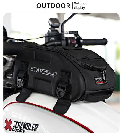 Waterproof Motorcycle Seat Back Bag – Large Capacity Hard Tail Box Luggage for Racing & Riding, Black Fuel Tank Motorbike Storage