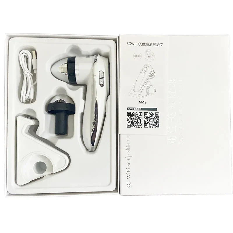 WiFi HD 5G Scalp, Skin & Hair Follicle Detector – 50X/200X Rechargeable UV Skin Analyzer Magnifier