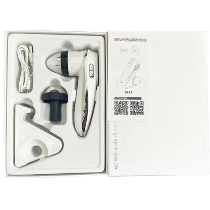 WiFi HD 5G Scalp, Skin & Hair Follicle Detector – 50X/200X Rechargeable UV Skin Analyzer Magnifier