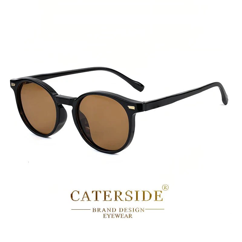 CATERSIDE Retro Polarized Round Sunglasses — TR90 & Acetate Vintage Shades for Men & Women, Punk Style Driving & Travel Sun Glasses