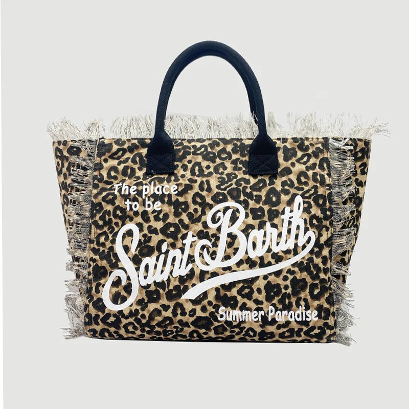 SAINT BARTH Autumn Winter Plush Towel Bag – Women’s Large Capacity Striped Casual Handbag with Tassel