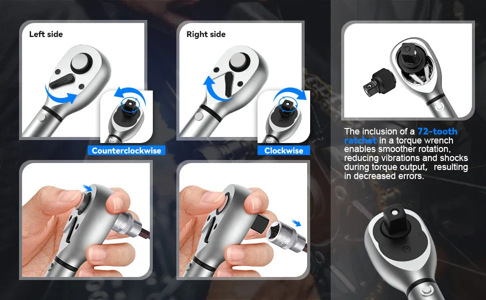 3/8” & 1/4” Torque Wrench | 5-60Nm & 5-25Nm Square Drive Pro Torque Key for Bicycle & Automotive Repair