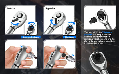 3/8” & 1/4” Torque Wrench | 5-60Nm & 5-25Nm Square Drive Pro Torque Key for Bicycle & Automotive Repair