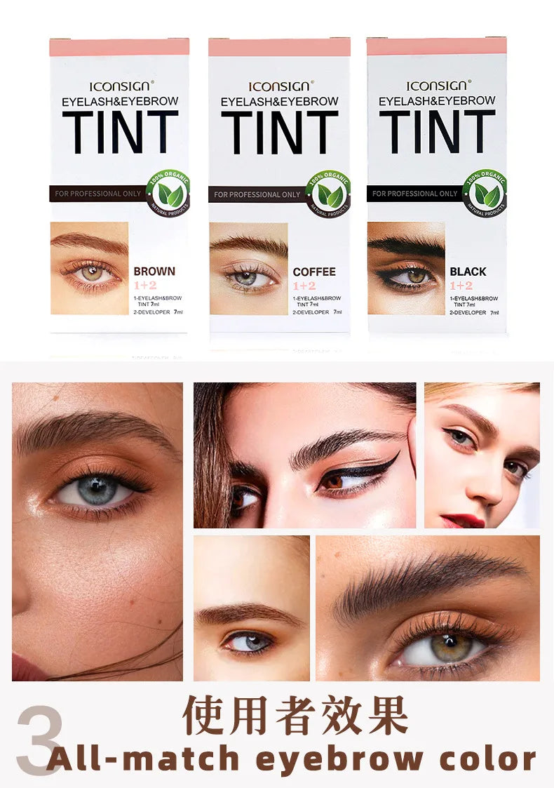 3 Colors Eyelash & Eyebrow Dye Tint Kit – Fast Brow Gel Cream Henna Mascara Enhancer Makeup Tool