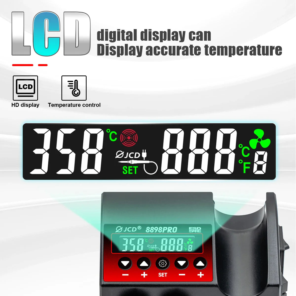 JCD 8898 2-in-1 Soldering Station 750W – Soldering Iron & Hot Air Gun for BGA SMD Phone Repair & Welding