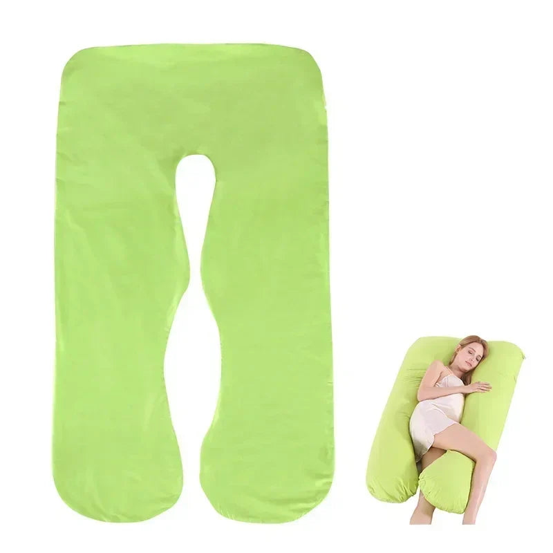 Cotton Maternity U-Shaped Body Pillow Case – 140/150cm Removable & Washable Cover for Pregnancy Support