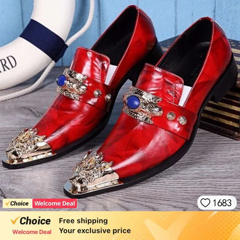 Men's White Gold Toe Oxford Slip-On Loafers - Luxury PU Leather Formal Dress Shoes for Weddings & Parties, Sizes 38-49