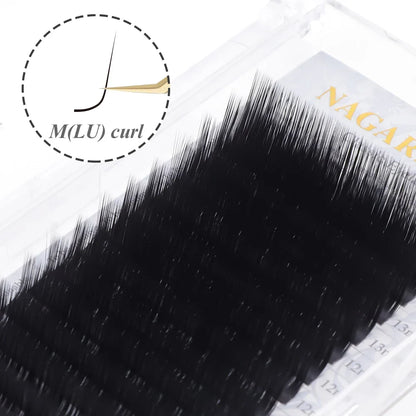 NAGARAKU Synthetic Mink Eyelash Extensions — 16 Lines, Mixed 7-15mm N/M/L/LB/LC/LD Curl High-Quality Individual Lashes