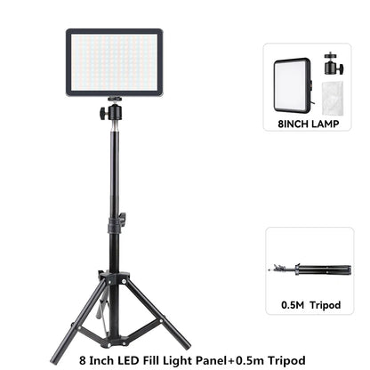 8"/12" LED Video Light Panel Kit – Photography & Streaming Studio Lamp with Tripod Stand for YouTube Live Shoots