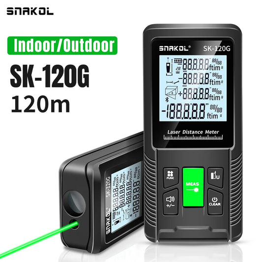 Snakol 120M Green Laser Tape Measure — High Accuracy Digital Distance Meter & Electronic Ruler
