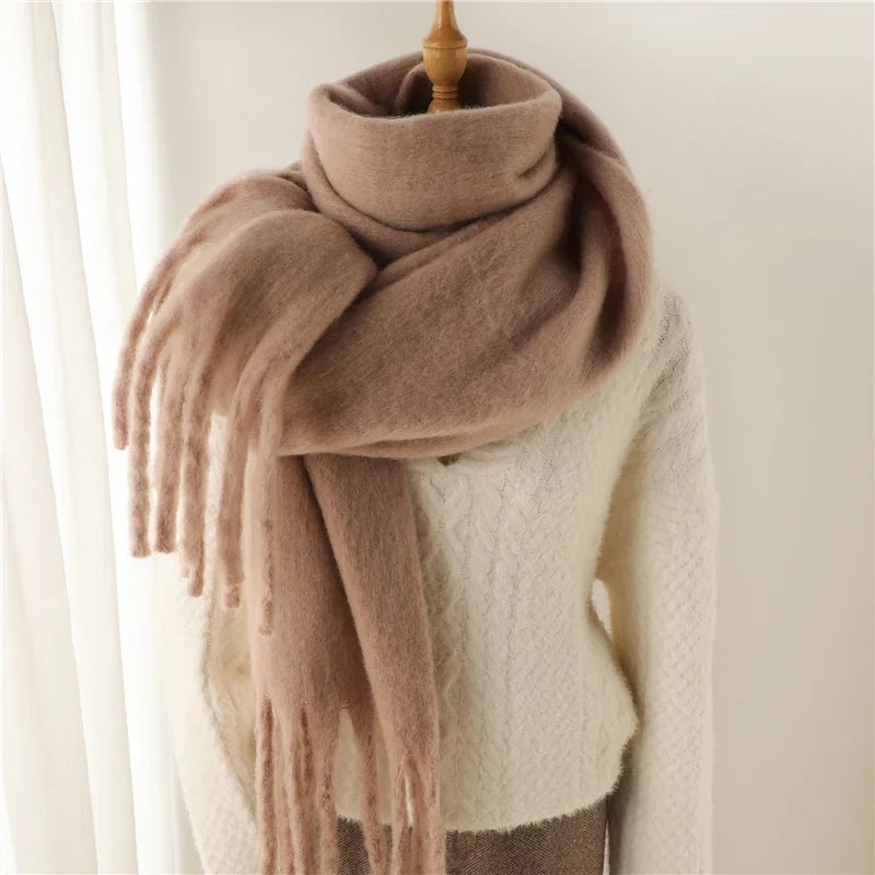 Women’s Winter Cashmere Scarf – Thick Soft Pashmina Shawl with Tassels, Warm Blanket Wrap & Long Poncho Echarpe