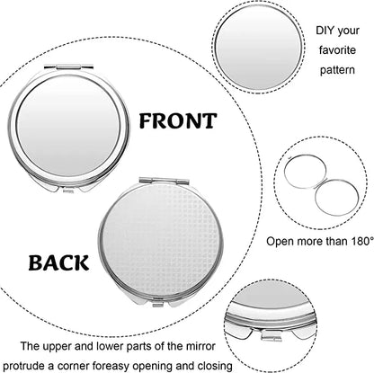 12PCS Metal Pocket Compact Mirrors - Sublimation Blank Travel Makeup Mirrors for Women & Men