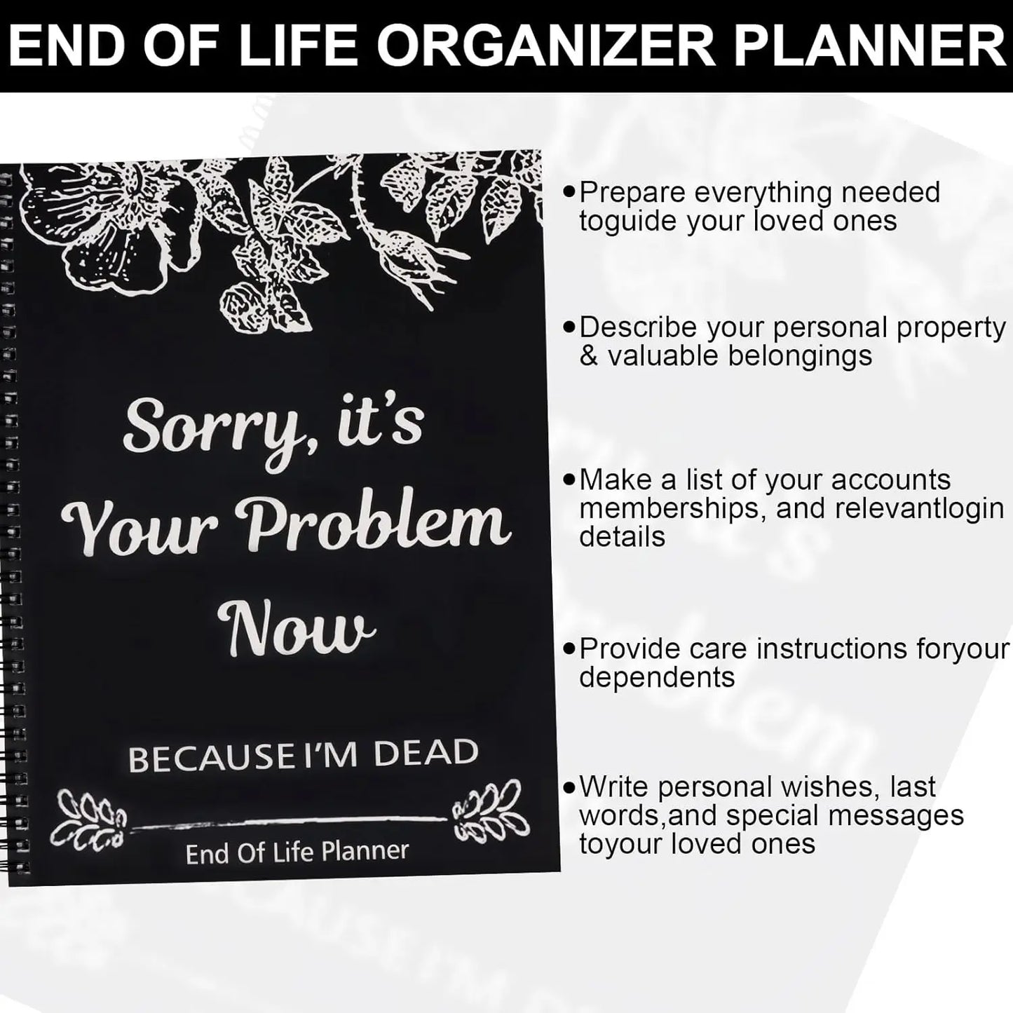 Creative End-of-Life Planner Notebook – Notepad for Recording Final Wishes & Arrangements
