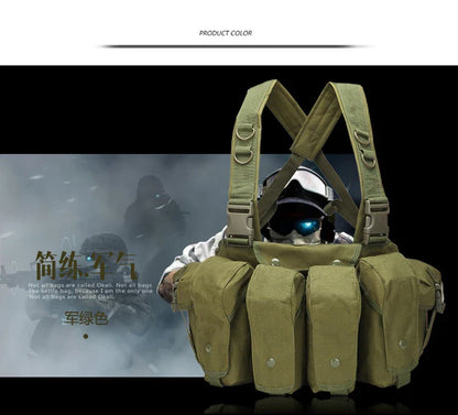 Tactical MOLLE Vest | Quick Release Hunting & CS Training Chest Vest with AK Belly Pockets
