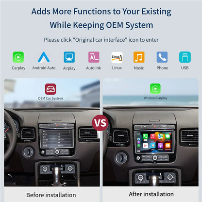 Wireless CarPlay & Android Auto Adapter for VW Touareg 7P RNS850 – 8-Inch Screen Mirroring, CarPlay & AirPlay Multimedia 2011-2018