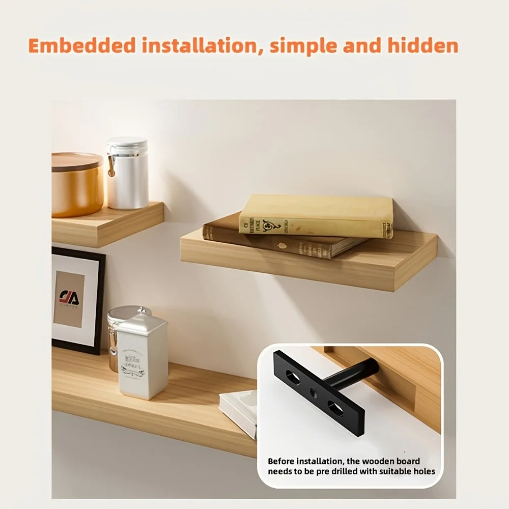 T-Shaped Invisible Shelf Brackets - 10PCS Thickened Iron Concealed Mounting Supports
