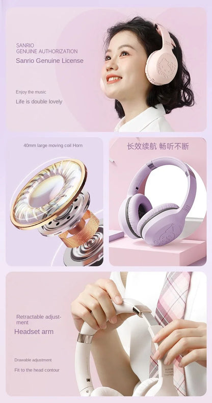 Hello Kitty & Kuromi S05 Wireless Bluetooth Headset — Kawaii Cartoon Character Headphones for Students, New Style