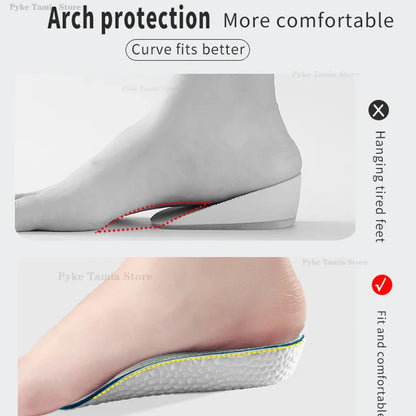 Height Increase Insoles for Men & Women – Arch Support Orthopedic Shoe Pads with Memory Foam & Heel Lift for Flat Feet
