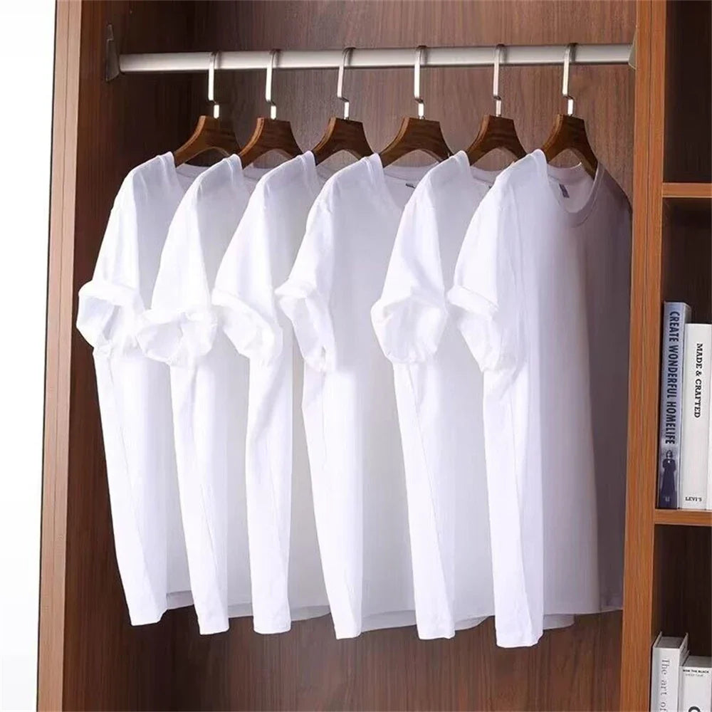 2PCS Unisex 100% Cotton White T-Shirts – Casual Loose Fit Short Sleeve Breathable Tees for Men & Women