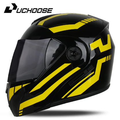 New Full Face Motorcycle Helmet – Racing Helmet with Double Sun Visor & Flip-Up Double Lens for Men & Women, DOT Certified
