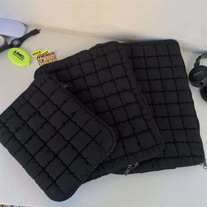 Puffy Quilted Laptop Bag Sleeve 11-15.6 Inch — Protective Notebook Cover for MacBook Air/Pro, iPad, Lenovo, HP