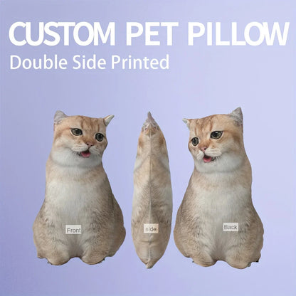 Custom Pet Portrait Pillow - Personalized 3D Plush Toy for Cats & Dogs