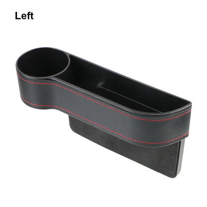 Car Seat Gap Organizer – Leather Auto Crevice Storage Box with Cup & Phone Holder, USB Option